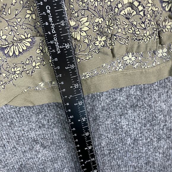 JM Collection Top Womens Size M Green Rayon Embroidered Hem Button Shirt - Picture 3 of 6